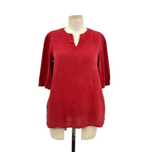 TOAST Shirt Red Natural Linen V-Neck Half‎ Sleeve Top Size XS